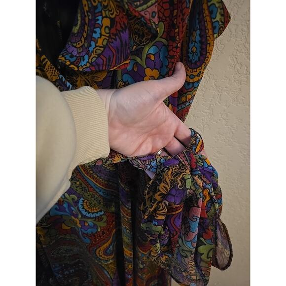 R&K Originals Multicolor Paisley Tie Waist Flutter Sleeve Dress Womans Size 14 - Picture 3 of 6